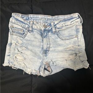 American Eagle Outfitters Light Blue Distressed Denim Shorts
